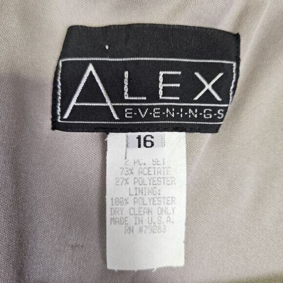 Alex Evening Formal 2 Piece Long Dress Jacket Champagne Wedding Holiday Party 16 - Picture 12 of 12